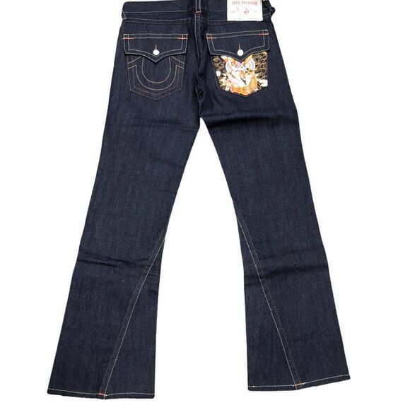 Brand New Vintage True Religion Embroidered Jeans Size 34 JOEY Blue - Picture 2 of 11